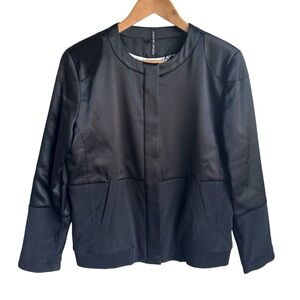 Marc Cain Sport Satin Jacket Sz 6 N3 Black Full Zip Designer Classic Sporty EUC